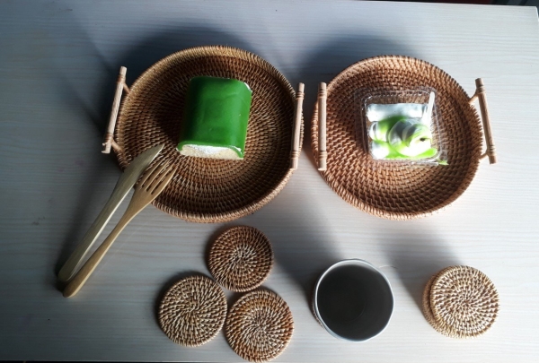 Rattan trays and plates